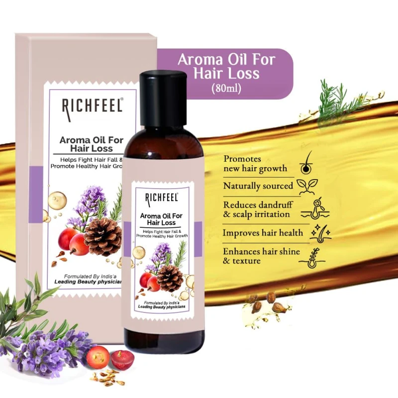 Richfeel Oil For Hair Loss infused with Rosemary, Lavender &amp; Grapeseed Oil | For Hair Fall Control and Hair Growth | (200ml (Pack of 2) thumbnail 4