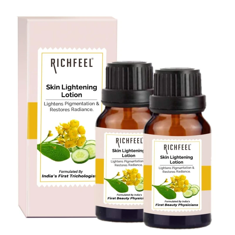 Richfeel Skin Lightening Lotion | Reduces Pigmentation &amp; Lightens Dark Spots | Lightens Skin's Complexion | Tan Removal | Non Oily Base | 10 ml (Pack of 2) thumbnail 2