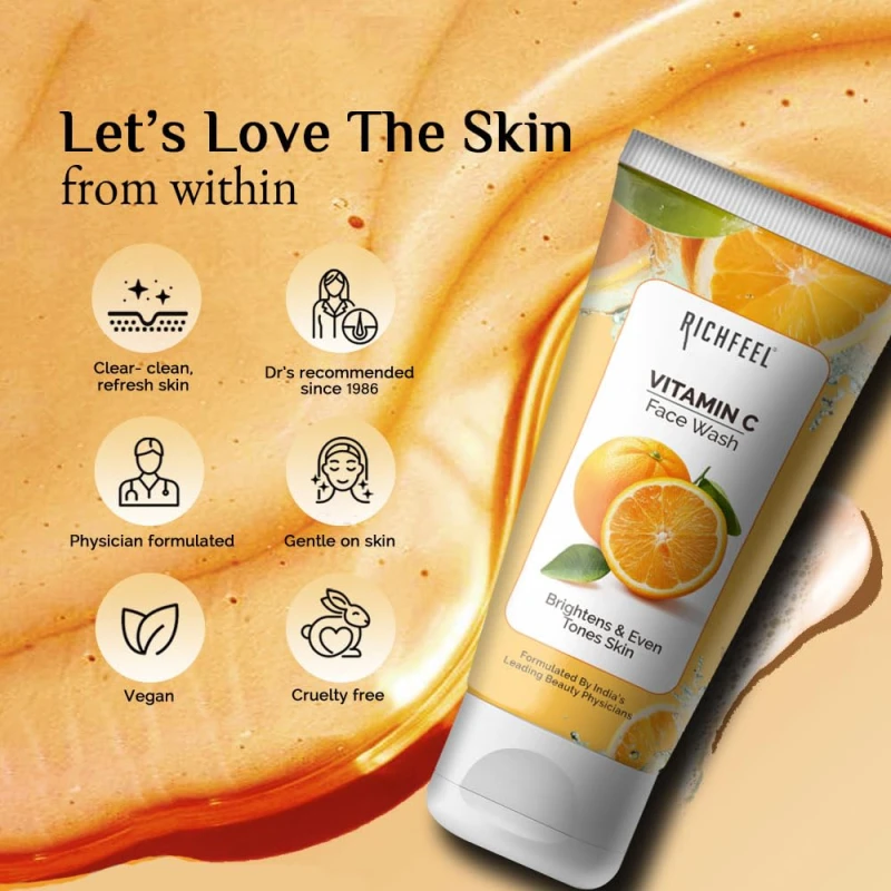 Richfeel Vitamin C Face Wash | 100gm | Antioxidant-Rich Cleanser for Radiant, Firm &amp; Youthful Skin | Boosts Collagen &amp; Fights Toxins | For All Skin Types (Pack of 2) thumbnail 5