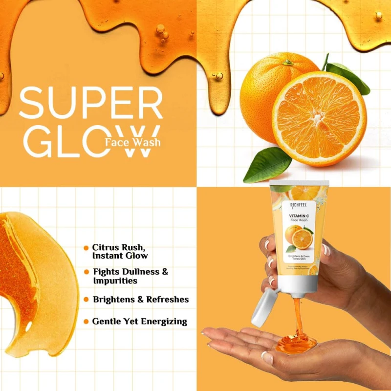 Richfeel Vitamin C Face Wash | 100gm | Antioxidant-Rich Cleanser for Radiant, Firm &amp; Youthful Skin | Boosts Collagen &amp; Fights Toxins | For All Skin Types (Pack of 2) thumbnail 6