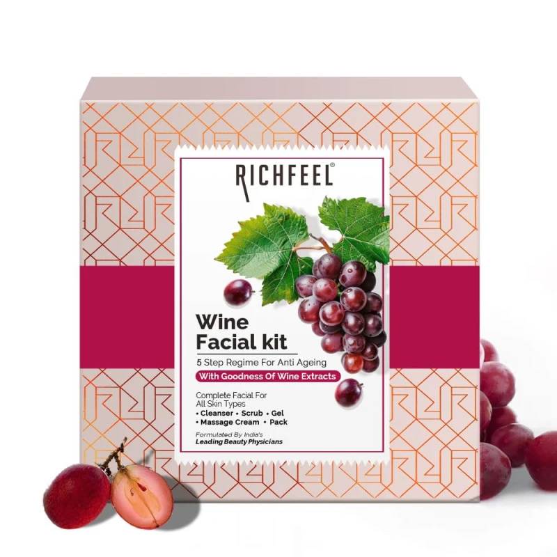 Richfeel Wine Facial Kit for Glowing Skin, Removes Wrinkle, Dark Spots, Reduces &amp; Hyperpigmentation | 30 g thumbnail 2