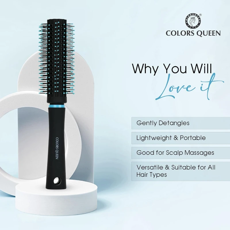 Round Hair Brush with Strong &amp; Flexible Bristles Having Anti-static ball Tips | Blow Dryer Hair Brush for Quick Curls, Waves | Hair Brush for Men &amp; Women thumbnail 5